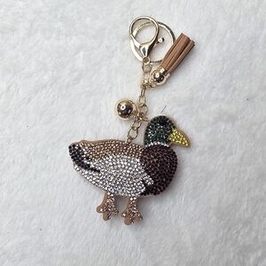 Elegant Crystal Mallard Duck Bag Purse Backpack Charm Keychain